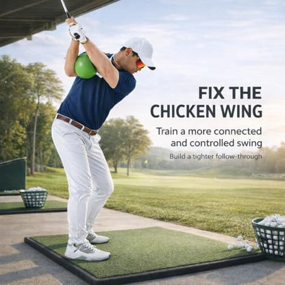 Golf Training Aid with Adjustable Neck Strap, Arm Connection Swing Trainer Ball with Alignment Stick Holes, Improve Swing Tempo, Swing Plane and Consistency, Golf Practice Equipment for Beginners&Pros