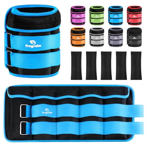 Fragraim Adjustable Ankle Weights 1-3/4/5/6/8/10/12/15/20 LBS Pair with Removable Weight for Jogging, Gymnastics, Aerobics, Physical Therapy - color: sky blue - double buckle, style: 10 lbs each( 20 lbs pair)