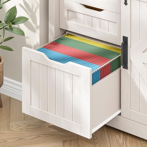 Vabches Lateral Filing Cabinets with Adjustable Shelf, Off White - color: Off White, size: 3 Drawers