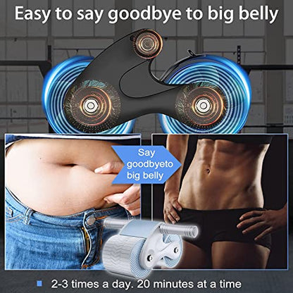 Ab Wheel Roller Automatic Rebound with Knee Pad Mat,Core Muscle Ab Trainer,Double Round Abdominal Muscle Wheel,Ab Workout Exercise Wheel Equipment for Male Female Beginners Lose Weight