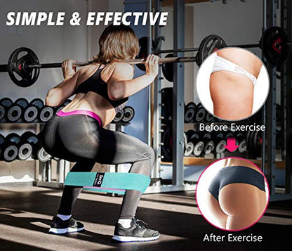 EnriQ Booty Bands Fabric Resistance Bands for Legs and Butt - Non Slip Cloth Hip Bands Elastic Workout Bands - Activate Glutes and Thighs - Made of Premium Elastic Fabric - color: Grey, Pink, Pale turquoise