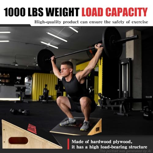 CAELUM Slant Board for Squats, Training Incline Board for Knees Over Toes, Wooden Non-Slip 25 Degree Incline Durable Board for Calf Stretch, Weightlifting, Fitness, 1000 Lbs Weight Capacity