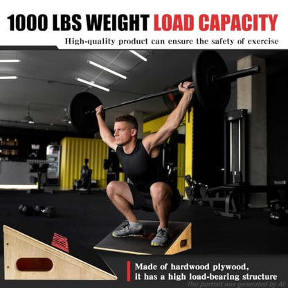 CAELUM Slant Board for Squats, Training Incline Board for Knees Over Toes, Wooden Non-Slip 25 Degree Incline Durable Board for Calf Stretch, Weightlifting, Fitness, 1000 Lbs Weight Capacity