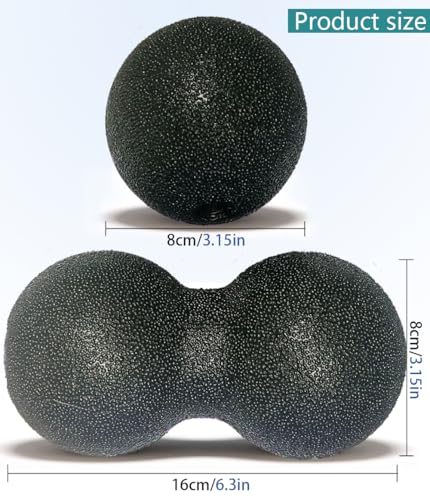 Hard Peanut Massage Ball - Double Ball for Trigger Point Therapy, Myofascial Release, Deep Tissue Fitness Massage & Relax Tight Muscles, Peanut Ball 16cm & Trigger Point Massage Ball 8cm (B)