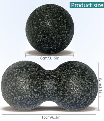 Hard Peanut Massage Ball - Double Ball for Trigger Point Therapy, Myofascial Release, Deep Tissue Fitness Massage & Relax Tight Muscles, Peanut Ball 16cm & Trigger Point Massage Ball 8cm (B)