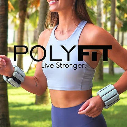 Polyfit Wrist & Ankle Weights - 1 Pair - Wearable Ankle Weights for Women and Men - Wearable Bracelet for Exercise, Yoga, Walking, Running, Dance, Barre, Pilates, Cardio, Aerobics - color: BLACK