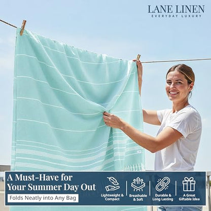 LANE LINEN Beach Blanket Sand Free, Picnic & Oversized Beach Towel - Aqua - color: 05: Aqua, size: Beach Blanket (82" x 82")