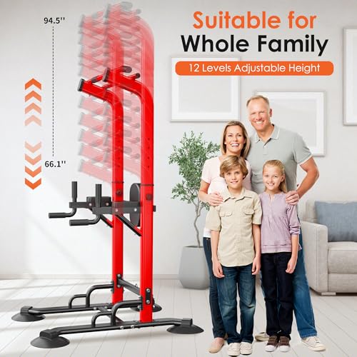 SogesPower Power Tower Pull Up Bar Station, Adjustable Height Pull Up Bar Stand for Home Gym, Multi-Function Pull Up Dip Station Dip Bar Strength Training Workout Equipment