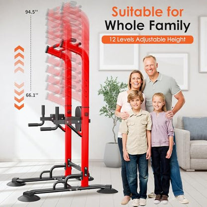SogesPower Power Tower Pull Up Bar Station, Adjustable Height Pull Up Bar Stand for Home Gym, Multi-Function Pull Up Dip Station Dip Bar Strength Training Workout Equipment