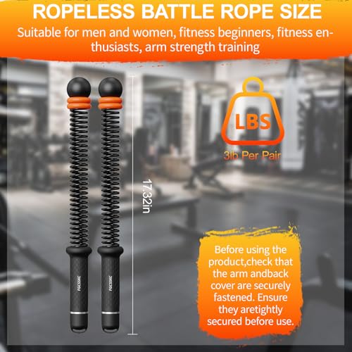Ropeless Battle Ropes, Weighted Ropeless Battle Ropes for Home Gym with Poster, Workout Exercise Rope for Strength Building, HIIT and Low-Impact Aerobic Training for Men & Women