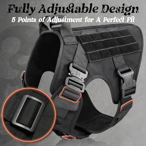 rabbitgoo Tactical Dog Harness for Small, Heavy Duty Military No Pull Vest - color: Black, size: Small