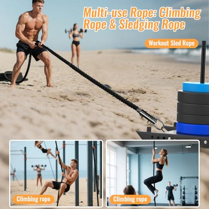 Weight Workout Sled Pulling Rope - 1.5 Inch Dia.15FT 20FT 30FT 40FT Length Heavy Duty Workout Rope for Weight Sled, Tire Drag, Football Training, Fitness Resistance Exercise Equipment for Men & Women