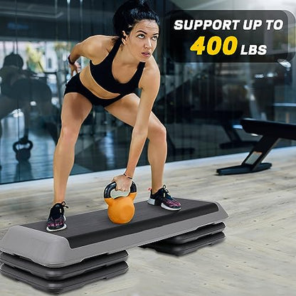 HomGarden 28.15" & 43" Adjustable Workout Aerobic Stepper in Fitness & Exercise Step Platform Trainer Stepper
