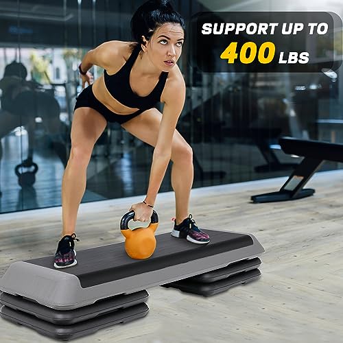 HomGarden 28.15" & 43" Adjustable Workout Aerobic Stepper in Fitness & Exercise Step Platform Trainer Stepper