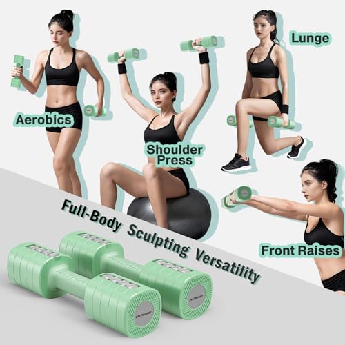 EAST MOUNT Adjustable Weight Dumbbells Set of 2, 8 in 1 Hand Weights for Women 2lb/3lb/4lb/5lb/6lb Dumbbell Weights Set 12 lbs/Pair Hand Weights for Home Office Gym Workout