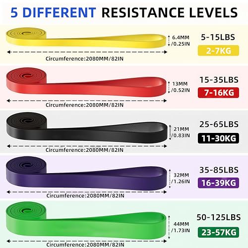 Pull Up Bands Resistance Bands Set for Working Out,8 PC Long Exercise Bands & Fabric Booty Bands for Training Hip Thigh Glute Fitness,Home Workouts,Physical Therapy for Men Women