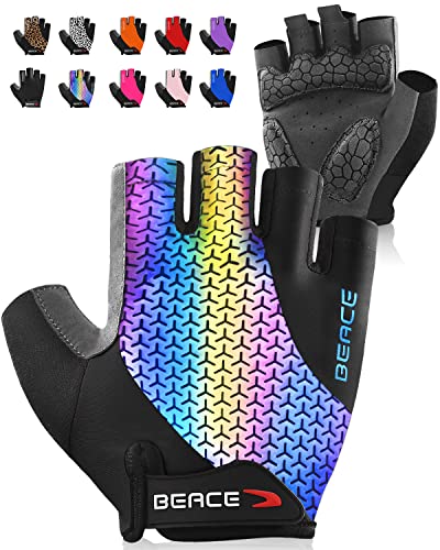 BEACE Gloves for Cycling Bike Biking Half Finger Road Bicycle for Men and Women-5MM Breathable Anti-Slip Shock-Absorbing Pad Gym Motorcycle Light Weight Mountain Bike Gloves