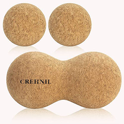 Natural Cork Peanut Massage Ball Roller Trigger Point Myofascial Release Double Lacrosse Massage Set