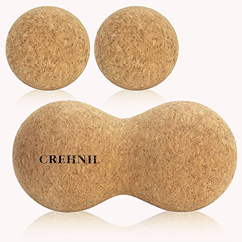 Natural Cork Peanut Massage Ball Roller Trigger Point Myofascial Release Double Lacrosse Massage Set