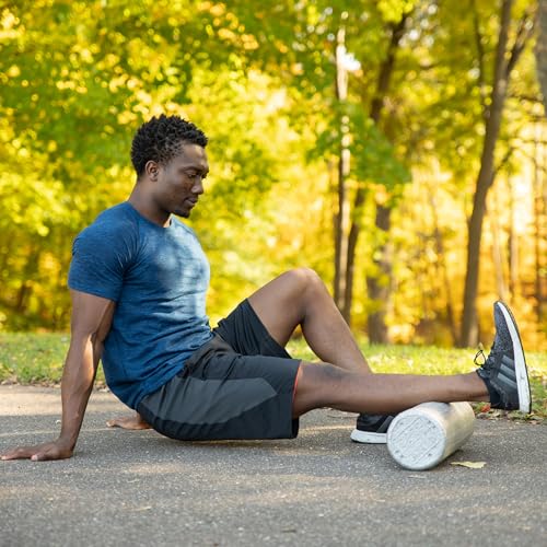 OPTP Silver AXIS Foam Roller, Moderate Density for Sports Medicine, Physical Therapy, Pilates, Yoga - Myofascial Release on Trigger Points (Silver Moderate Density, 18" x 6" Round) - size: 18" x 6" Round