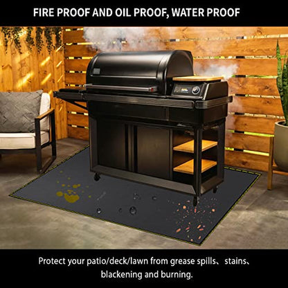 40x60 Inch Under Grill Mat for Outdoor Grill Deck Patio Protector Extra Large Silicone Fireproof Waterproof Oil-Proof Fire Pit Matt BBQ Barbecue Pad - style: 40''x60''