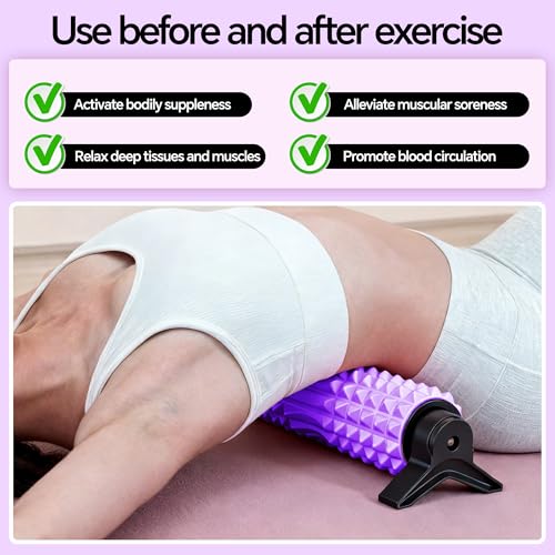 Foam Roller with Detachable Stand, 18” Deep Tissue Massage Roller, Beginner-Friendly Support Design for Muscle Recovery, Home Workout & Fitness - Purple - color: Purple