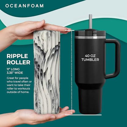 Oceanfoam Ripple Small Foam Roller for Physical Therapy (Natural Marbled) - color: Black Marbled