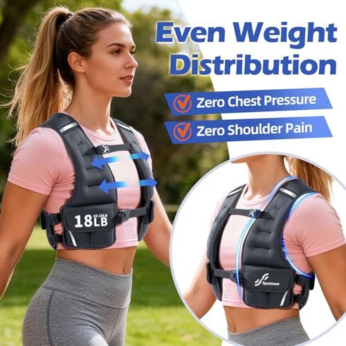 Sportneer Adjustable Weighted Vest Woman: 6-10lb/10-18lb Weighted Vests - color: Black, size: 10-18 lbs