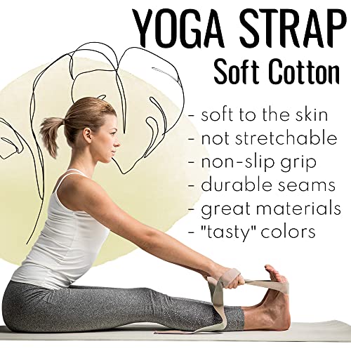 TECEUM 2 IN 1 Yoga & Mat Strap for Stretching – Cotton – 6/8/10 ft - color: Beige, size: 8 ft