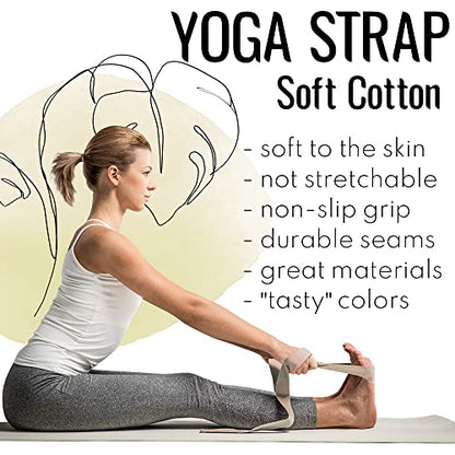 TECEUM 2 IN 1 Yoga & Mat Strap for Stretching – Cotton – 6/8/10 ft - color: Beige, size: 8 ft