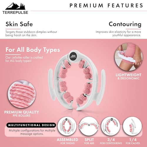 Anti Cellulite Roller & Lymphatic Drainage Massager | Deep Tissue Fascia Blaster & Muscle Roller | Tool for Sore Arms, Legs, Shoulders, Stomach & Buttocks (Pink)
