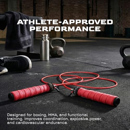 Weighted Jump Rope for Men & Women, 1LB Adjustable Heavy Speed Rope with Removable Handle Weights, Dual Cables for Cross Training, Boxing, Cardio & Home Workouts Durable Adult Fitness Jump Rope - Red