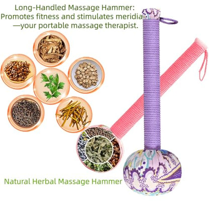 Mugwort Massage Hammer, Massage Tools Back, Shoulder & Body - Handheld Percussion Therapy Tool with US Design Patent, (Purple, Pink) - color: Purple, Pink