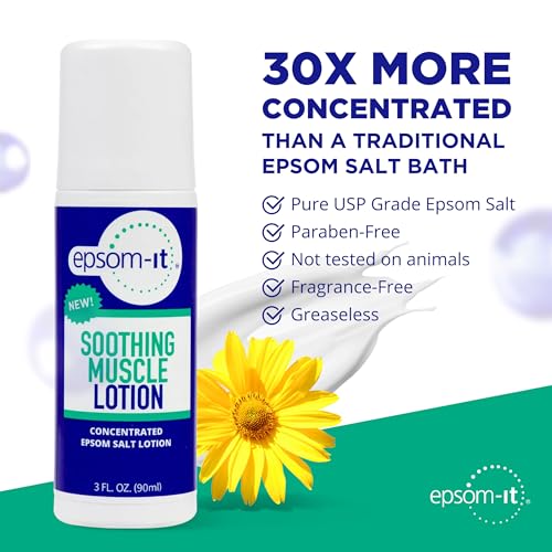 Epsom-It Soothing Muscle Lotion - Roll On Epsom Salt Lotion with Arnica for Muscle Stiffness, Leg, Knees and Feet Discomfort, Topical Magnesium Cream, 3oz
