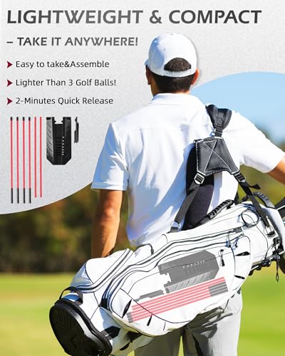 Golf Alignment Stick, Golf Swing Trainer with Angle Plate/Holder Sets, Posture Corrector Golf Trainging Aid, Swing Plane Trainer for Aiming, Putting, Swing/Golf Practice Tools