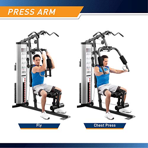 Marcy Multifunctional Workout Station 100lbs to 200lbs Stack Home Gym for Weightlifting and Bodybuilding - color: Grey - MWM-988