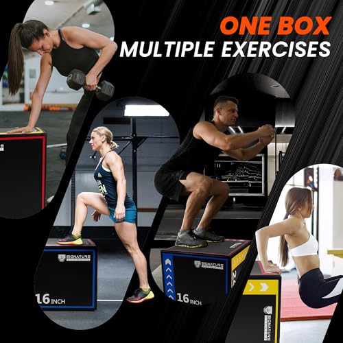 Fitvids Plyo Box, 3-in-1 Foam Plyometric Jump Box, 16”x20”x24” Box Jump for for Home Gym Training Fitness Workout Exercise