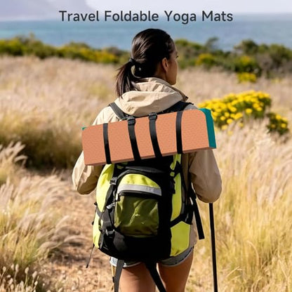 12-Fold POE Yoga Mat 75x26x0.4 Inches – Non-Slip, Compact & Workout-Friendly for Yoga, Pilates, Strength Training & Meditation - color: Acid Blue+Orange