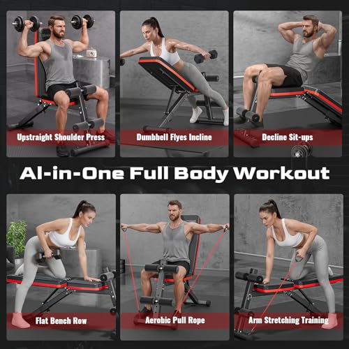 Weight Bench, 1000LBS Capacity 36-Position Adjustable Folding Weight Bench For Home Gyms, 90° To -30° 29.8-Inch Extended Backrest, Suitable For Bench Press Strength Training