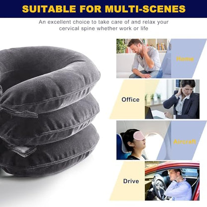 Neck Stretcher, Cervical Traction Device, Neck Traction Device, Cervical Neck Traction Device for Neck Pain Relief, Adjustable Inflatable Neck Brace, Neck Decompression Home Use (Gray)
