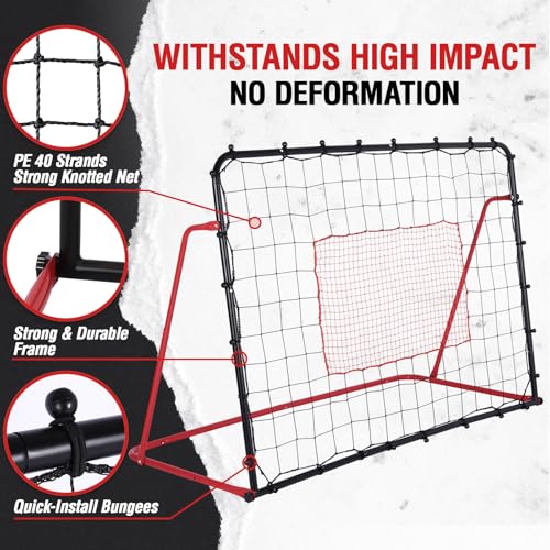 Soccer Rebounder Net, 10 Adjustable Angles 6x4FT Soccer Kickback Trainer for Passing, Ball Control & Volley Practice, Easy Setup Portable Football Training Net for Solo & Team Use