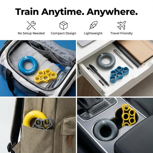 Hand Grip Strengthener Set – 3 Resistance Levels, Finger & Forearm Trainer with Rings & Bands, Grip Trainer for Wrist, Rehab & Strength Training