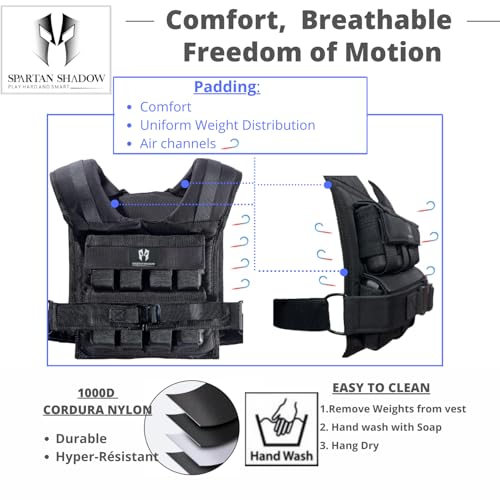 40 lbs Vest - 40 lb Weighted Vest - Adjustable Mens Weighted Vest 40 lbs with iron weights. Tone fitness 40 pound weight vest for men, for women 40lb. Walking, running, rucking. Strength Training Exercise - Workout vest