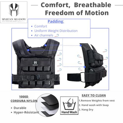 40 lbs Vest - 40 lb Weighted Vest - Adjustable Mens Weighted Vest 40 lbs with iron weights. Tone fitness 40 pound weight vest for men, for women 40lb. Walking, running, rucking. Strength Training Exercise - Workout vest