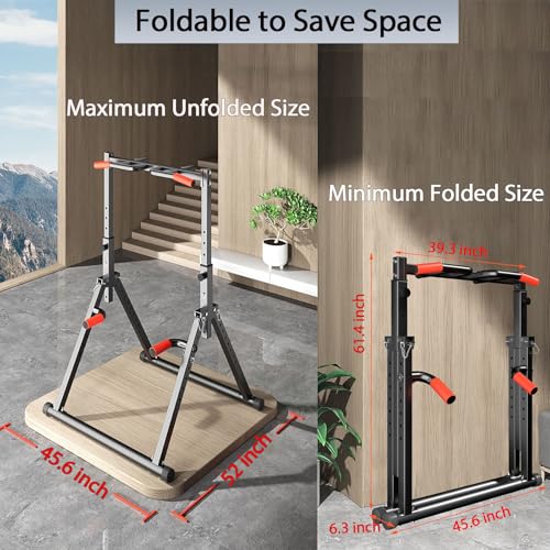 DOBESTS Power Tower Pull Up Bar Free Standing, Adjustable Foldable Pull Up Station, Home Gym Strength Training Equipment 700LBS - color: Black Style 1 - Multifunction Bar