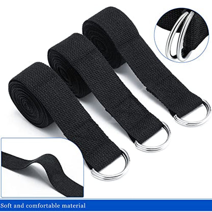 6 Pcs Yoga Strap for Stretching 8 Ft Yoga Exercise Adjustable Straps Bands with Safe Adjustable D Ring Buckle for Pilates Gym Workouts Fitness Improves Sitting Posture