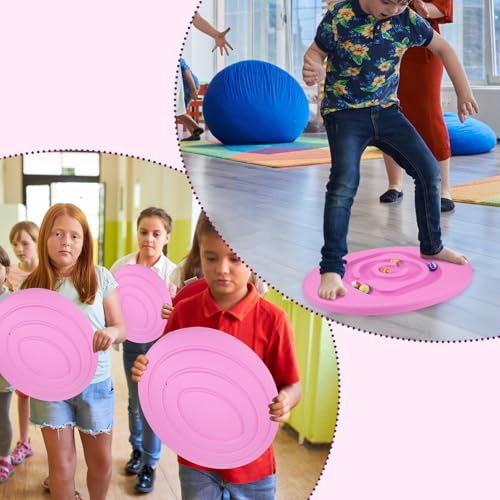 Kids Maze Balance Board Plastic Wobble Rocker Balance Board with Mini Balls Load 170lb for Balancing Exercise Equipment Game Boys Girls Physical Therapy 18.5 x 14.57 Inch(Pink,Round) - color: Pink, style: Round