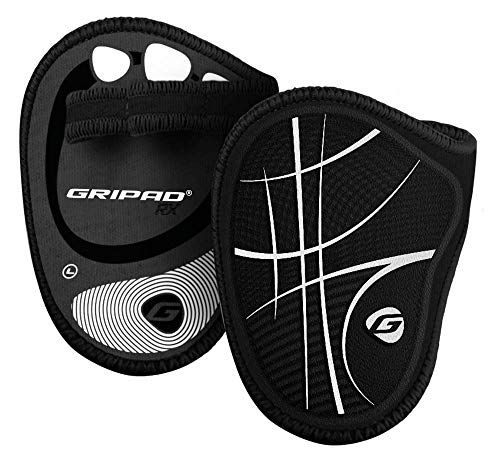 Gripad RX Lifting Grips | The Most Durable Grip Pads Yet | The Alternative to Weight Lifting Gloves, Gym Workouts, WOD, Weightlifting | Neoprene Hand Grips | Flexible Rubber Palm - color: Black / White
