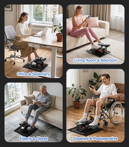 Portable Under Desk Elliptical Machine with Wireless Remote. 12 Manual & 3 Automatic Speeds. Pedal Ellipse Leg Exerciser. Leg Exerciser While Sitting for Seniors Adults Home Office