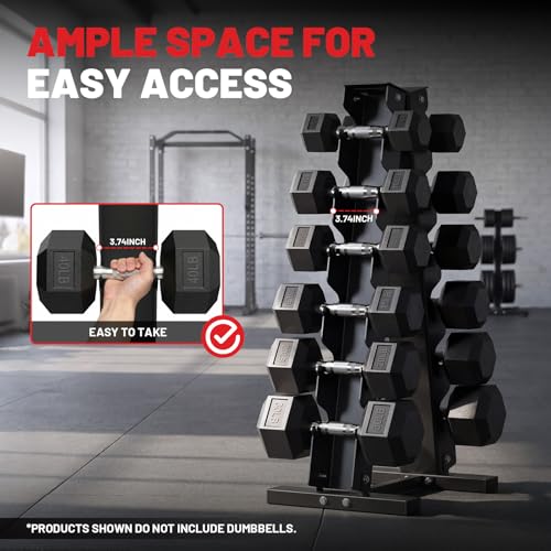 Papababe Dumbbell Stand, A-Frame Weight Storage Rack for Dumbbells, Barbell Holder, Heavy Duty Dumbbells Storage with T Bar Row Attachment for Home Gym (Dumbbell Rack Stand Only) - style: 6 Tier-450LBS Capacity